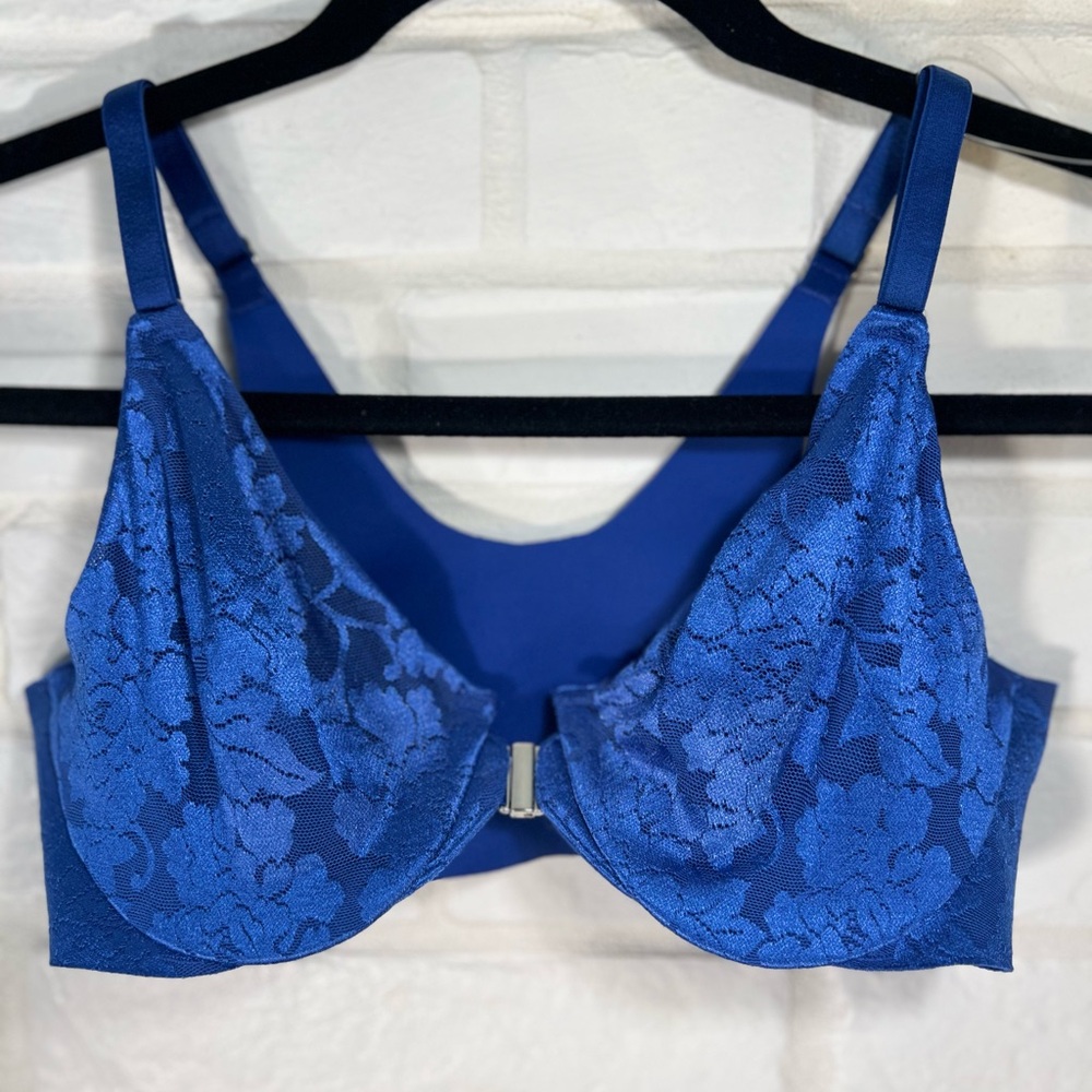 NWT Soma Vanishing Back Unlined Lace Underwire Bra 34 B Bright Blue #0218